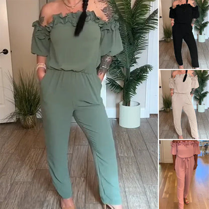 Jumpsuit mit gerafften Schultern