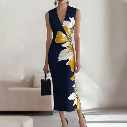 Elegantes ärmelloses Maxikleid mit Blumenmuster
