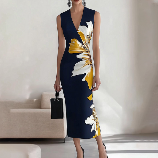 Elegantes ärmelloses Maxikleid mit Blumenmuster