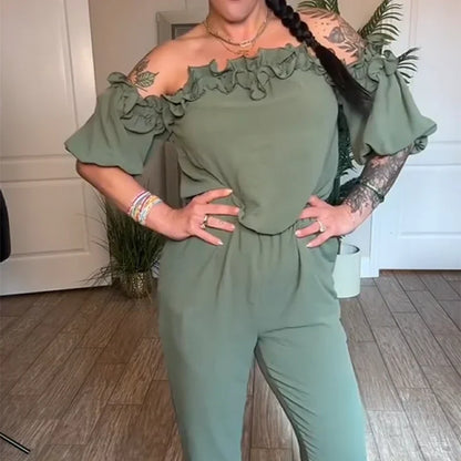 Jumpsuit mit gerafften Schultern