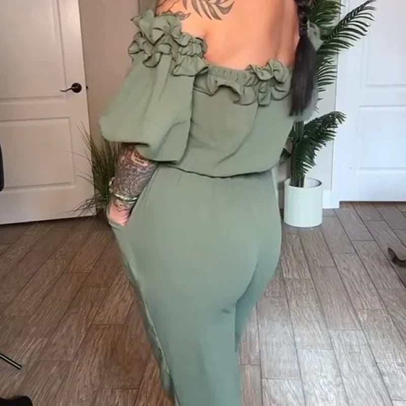 Jumpsuit mit gerafften Schultern
