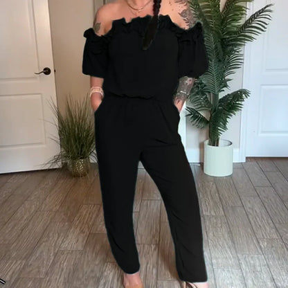 Jumpsuit mit gerafften Schultern
