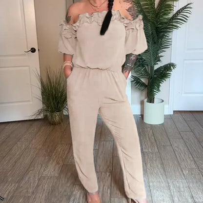 Jumpsuit mit gerafften Schultern