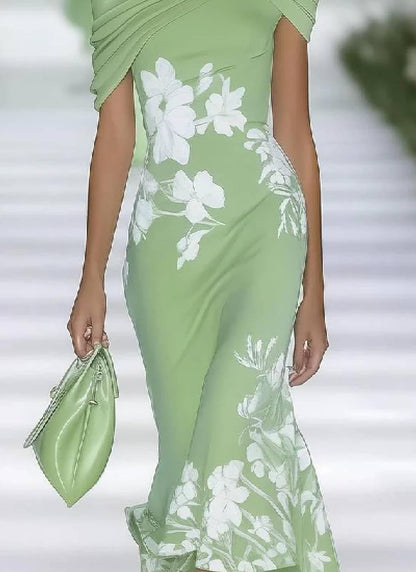 Frisches Maxidress in Grün mit kurzen Ärmeln