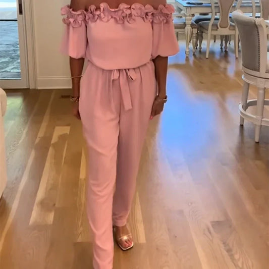 Jumpsuit mit gerafften Schultern