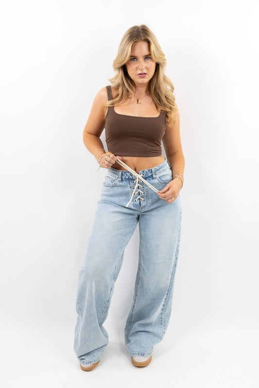 Rope-Waist Loose Fit Jeans – Lässiger Style