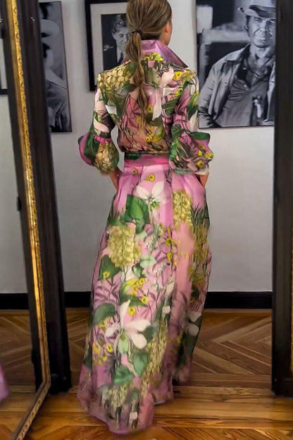 Elegantes Maxikleid in Rosa mit langen Ärmeln