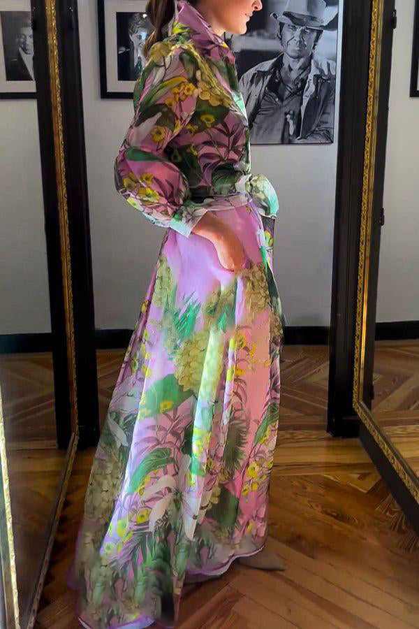 Elegantes Maxikleid in Rosa mit langen Ärmeln