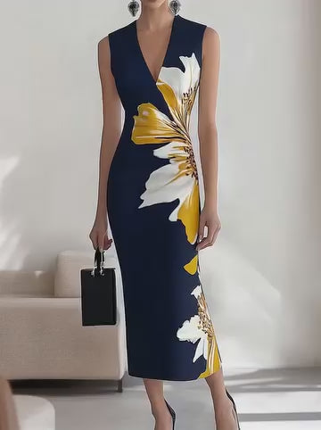 Elegantes ärmelloses Maxikleid mit Blumenmuster