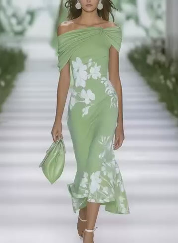 Frisches Maxidress in Grün mit kurzen Ärmeln