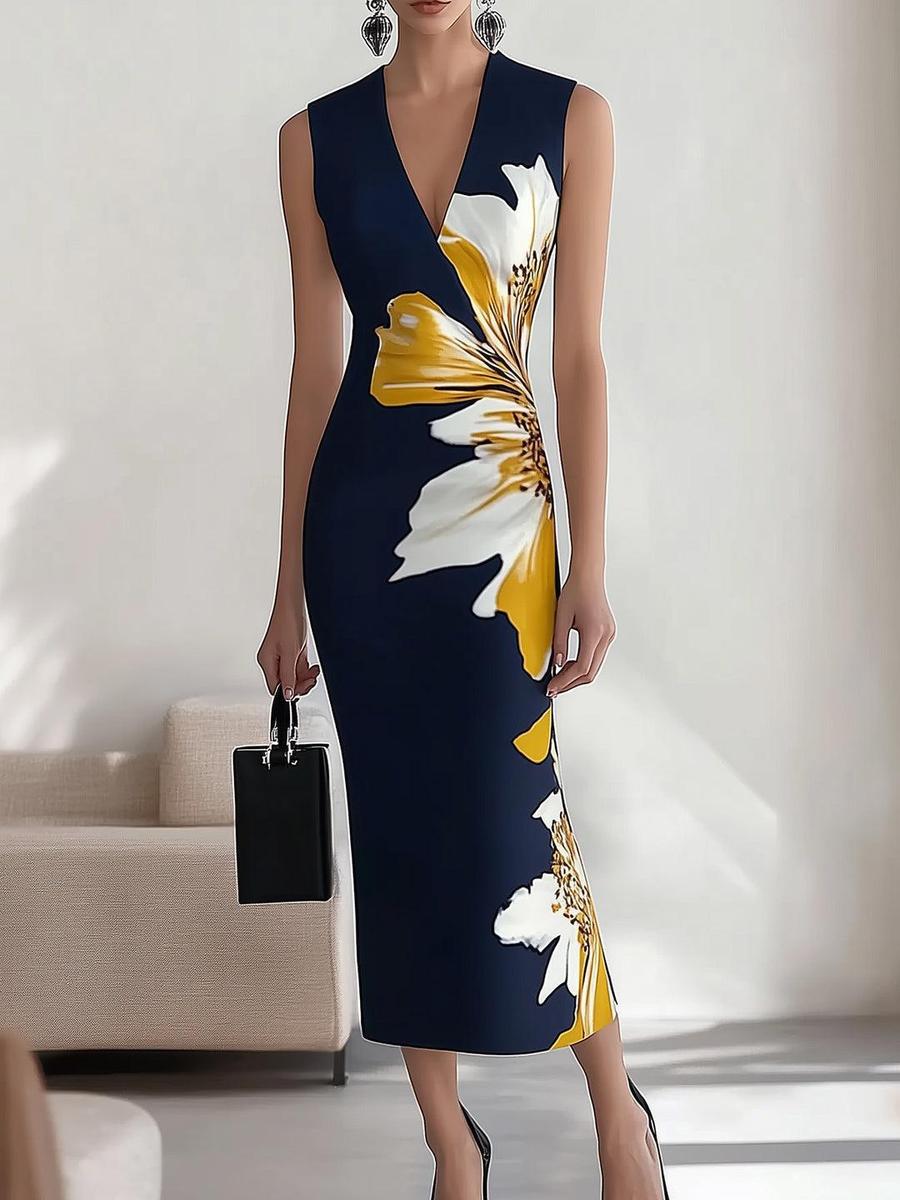 Elegantes ärmelloses Maxikleid mit Blumenmuster